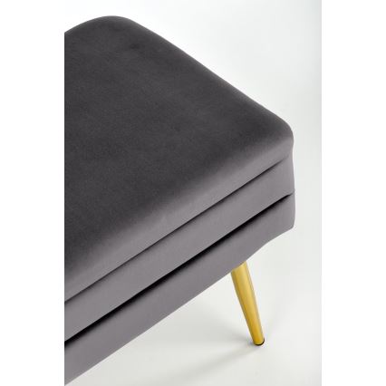 Quilted bench with a storage space VELVA 37x78 cm grey/gold
