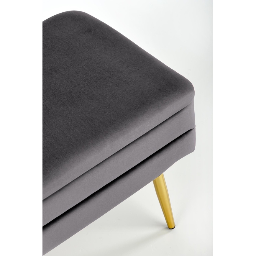 Quilted bench with a storage space VELVA 37x78 cm grey/gold