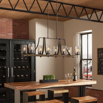 Quintiesse - ANGELO Rod-Mounted Chandelier 8xE27/60W/230V Oak Finish