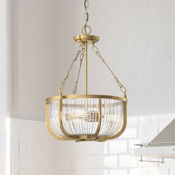 Quintiesse - Chain-hung Chandelier ROUX 3xE27/60W/230V Ø 40.6 cm, Gold