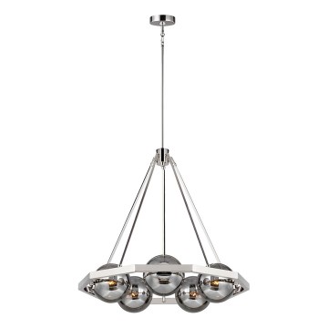 Quintiesse - HARPER Rod Chandelier 5xE14/60W/230V Ø 77.5 cm Glossy Chrome/Smoked Glass