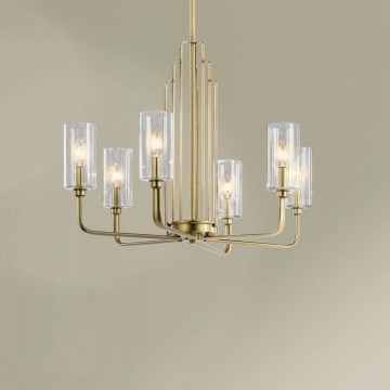 Quintiesse - KIMROSE rod chandelier 6xE14/40W/230V Ø 68.6 cm gold