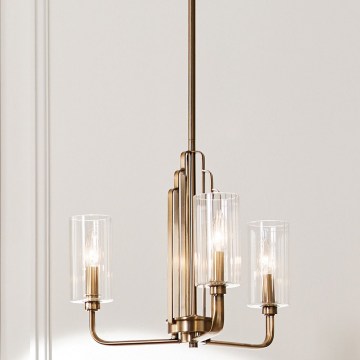 Quintiesse - KIMROSE rod-mounted chandelier 3xE14/40W/230V Ø 45.9 cm, gold