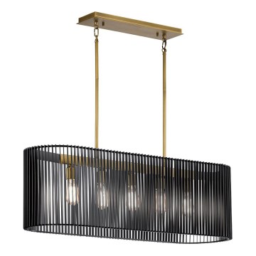 Quintiesse - LINARA 5-Light Rod Chandelier, E27/60W/230V, Black/Gold