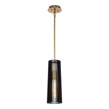 Quintiesse - LINARA Rod Pendant 1xE27/60W/230V Ø 15.2 cm Black/Gold