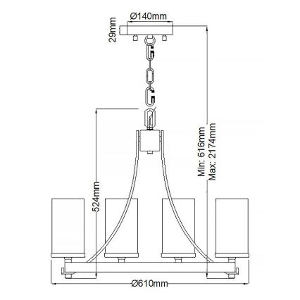 Quintiesse - ANGELO chain-hung chandelier 5xE27/60W/230V oak finish