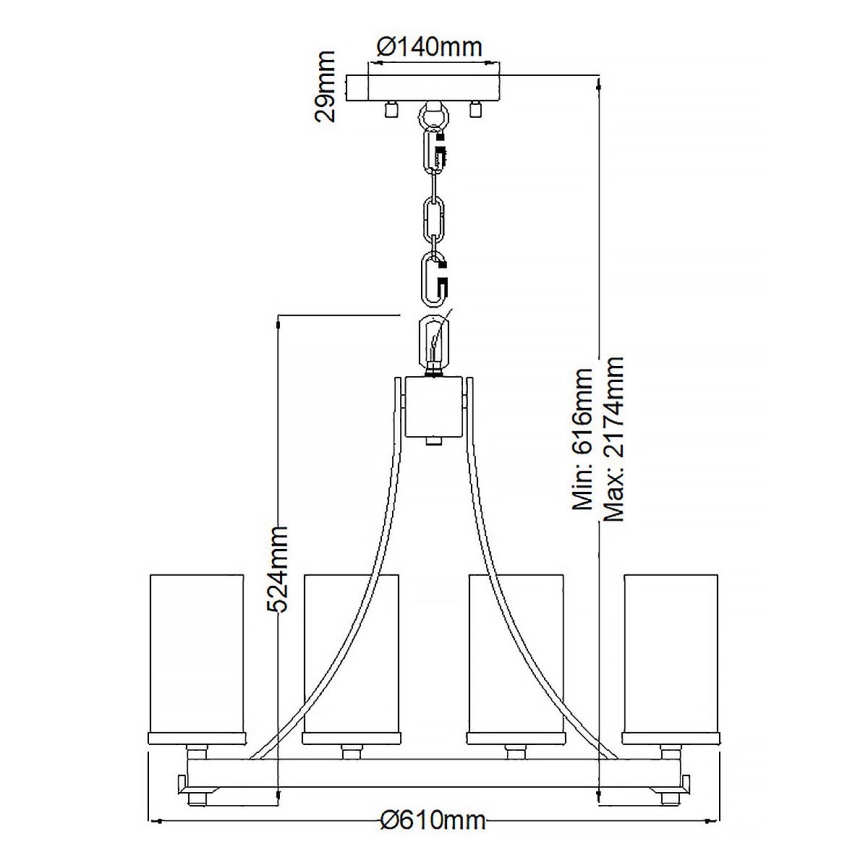 Quintiesse - ANGELO chain-hung chandelier 5xE27/60W/230V oak finish