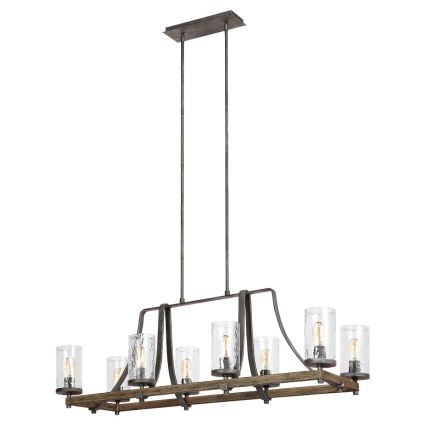 Quintiesse - ANGELO Rod-Mounted Chandelier 8xE27/60W/230V Oak Finish
