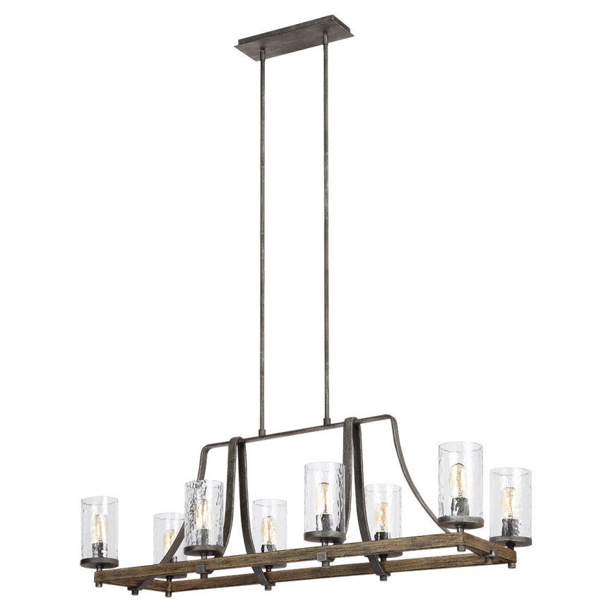 Quintiesse - ANGELO Rod-Mounted Chandelier 8xE27/60W/230V Oak Finish