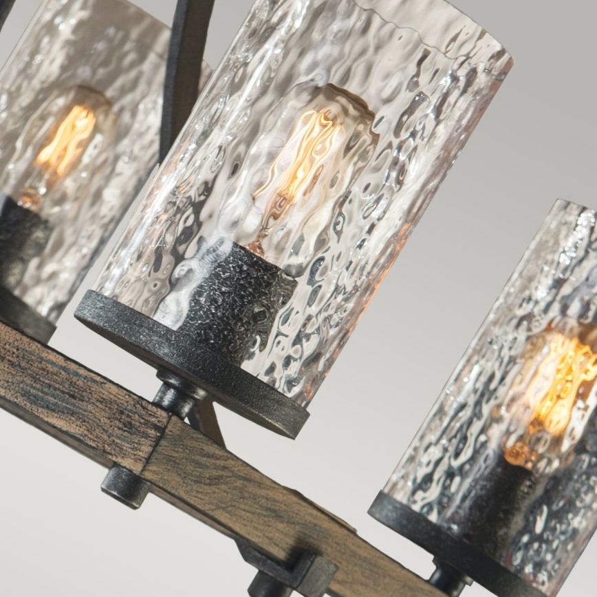 Quintiesse - ANGELO Rod-Mounted Chandelier 8xE27/60W/230V Oak Finish