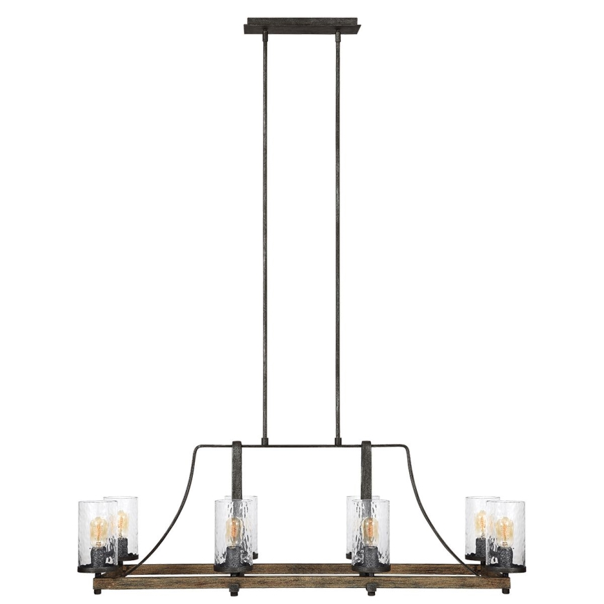 Quintiesse - ANGELO Rod-Mounted Chandelier 8xE27/60W/230V Oak Finish