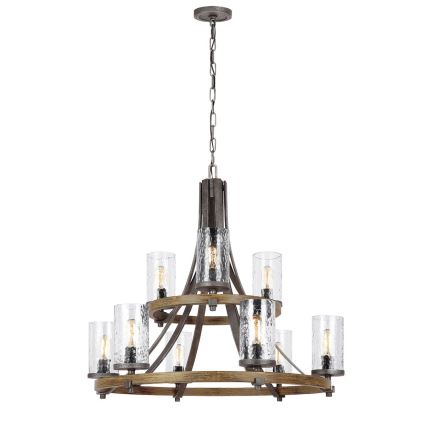 Quintiesse - Chain-hung chandelier ANGELO 9x E27/60W/230V, oak finish