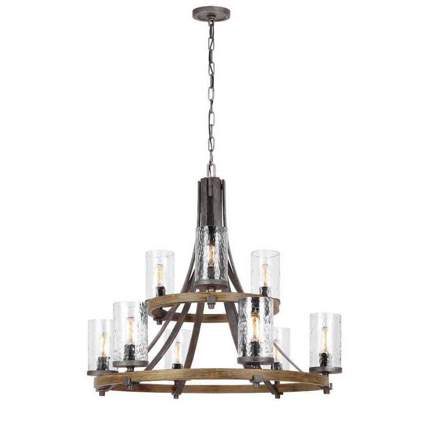 Quintiesse - Chain-hung chandelier ANGELO 9x E27/60W/230V, oak finish