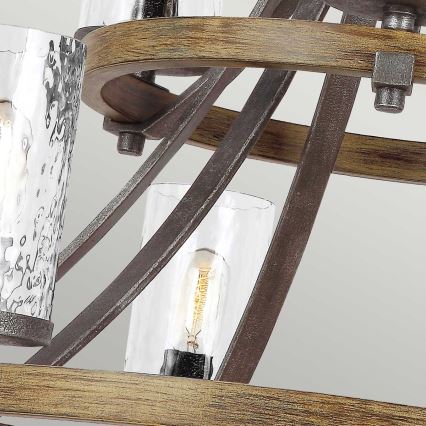 Quintiesse - Chain-hung chandelier ANGELO 9x E27/60W/230V, oak finish