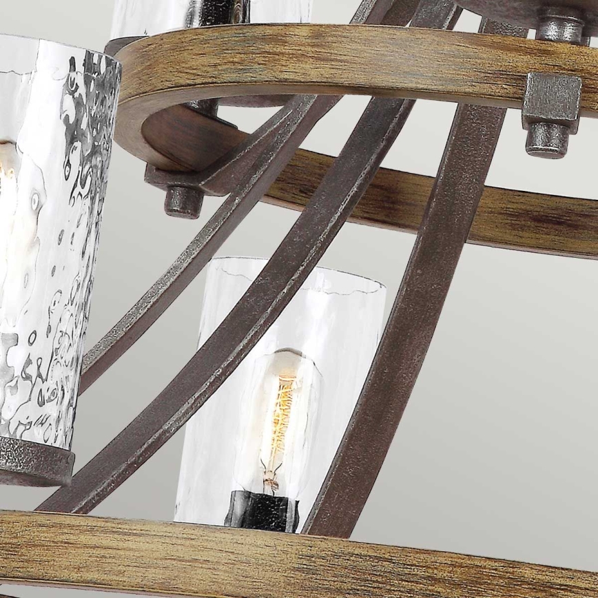 Quintiesse - Chain-hung chandelier ANGELO 9x E27/60W/230V, oak finish