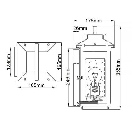 Quintiesse - Outdoor wall light ATWATER S 1xE27/60W/230V IP44 black