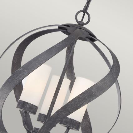 Quintiesse - Outdoor chain pendant light BLACKSMITH 3xE14/40W/230V Ø 40.7 cm IP44 black