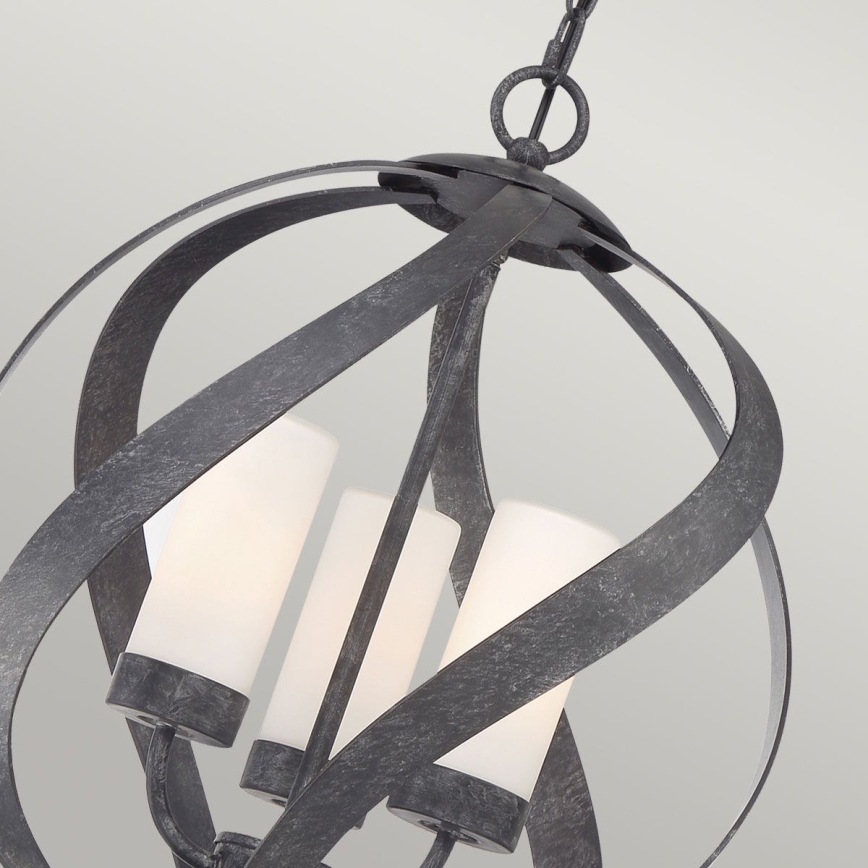 Quintiesse - Outdoor chain pendant light BLACKSMITH 3xE14/40W/230V Ø 40.7 cm IP44 black