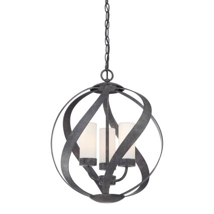 Quintiesse - Outdoor chain pendant light BLACKSMITH 3xE14/40W/230V Ø 40.7 cm IP44 black