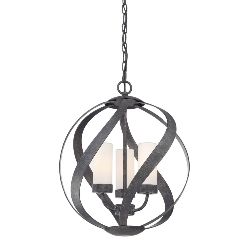Quintiesse - Outdoor chain pendant light BLACKSMITH 3xE14/40W/230V Ø 40.7 cm IP44 black