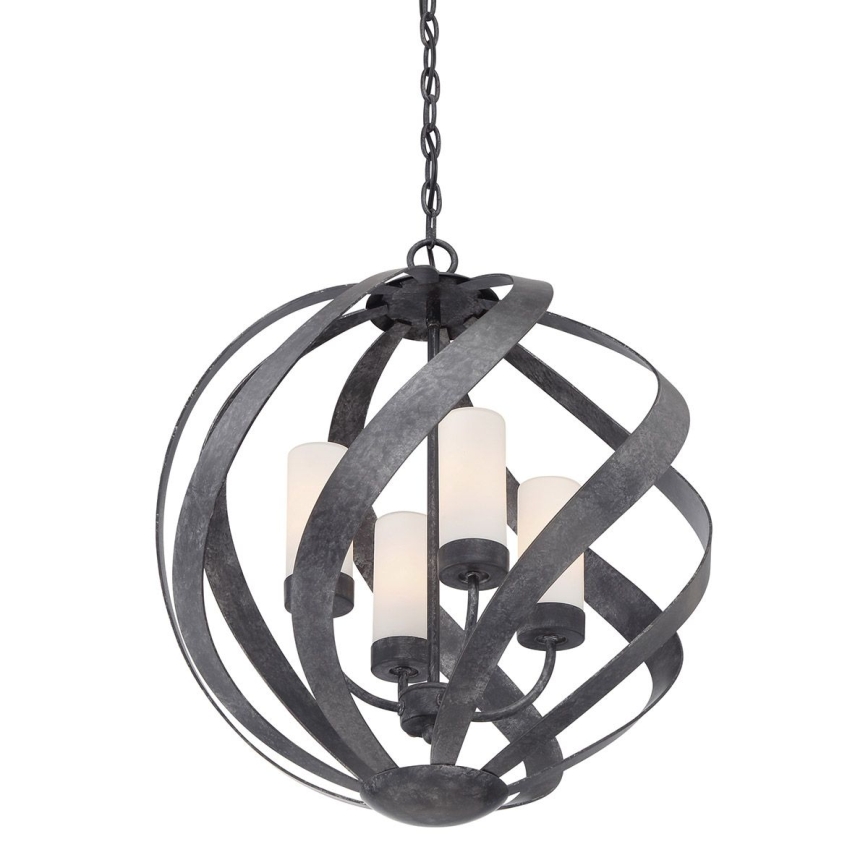 Quintiesse - BLACKSMITH Outdoor Chain-Hung Chandelier, 4x E14/40W/230V, Ø 50.1 cm, IP44, Black