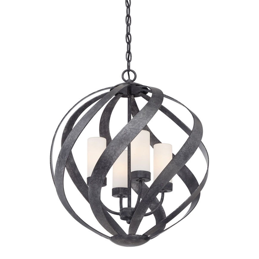 Quintiesse - BLACKSMITH Outdoor Chain-Hung Chandelier, 4x E14/40W/230V, Ø 50.1 cm, IP44, Black