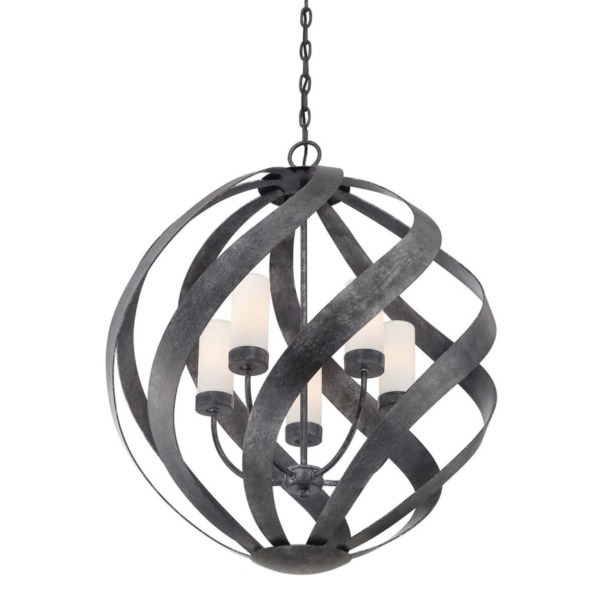 Quintiesse - BLACKSMITH Chain-Mounted Outdoor Chandelier 5xE14/40W/230V dia. 66.4 cm IP44 Black