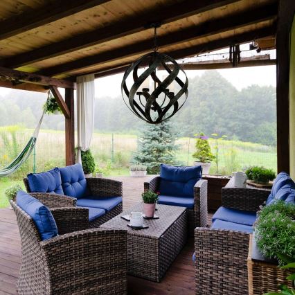 Quintiesse - BLACKSMITH Chain-Mounted Outdoor Chandelier 5xE14/40W/230V dia. 66.4 cm IP44 Black