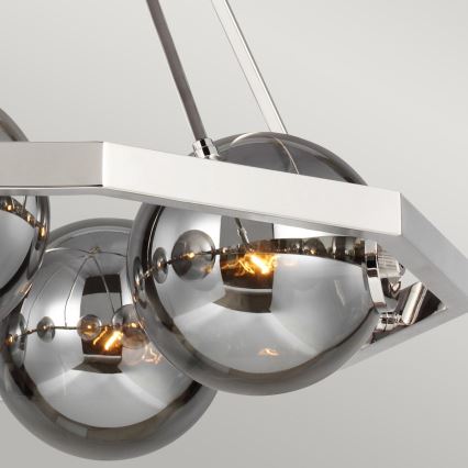 Quintiesse - HARPER Rod Chandelier 5xE14/60W/230V Ø 77.5 cm Glossy Chrome/Smoked Glass