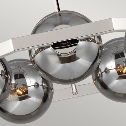 Quintiesse - HARPER Rod Chandelier 5xE14/60W/230V Ø 77.5 cm Glossy Chrome/Smoked Glass
