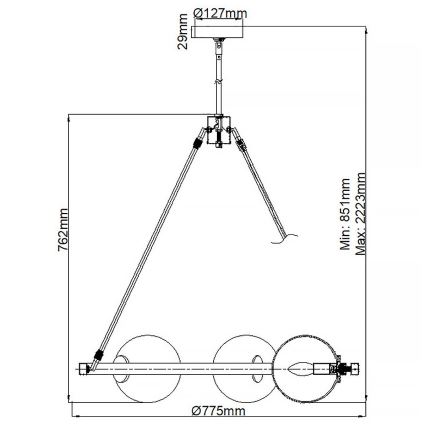 Quintiesse - HARPER Rod Chandelier 5xE14/60W/230V Ø 77.5 cm Glossy Chrome/Smoked Glass