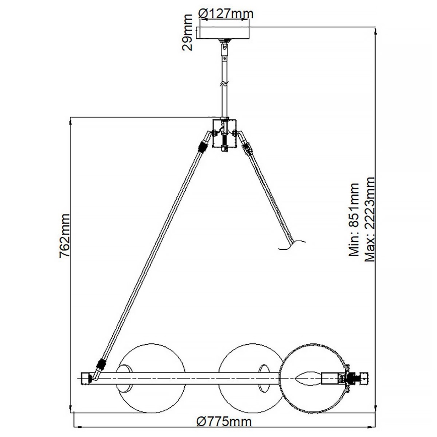 Quintiesse - HARPER Rod Chandelier 5xE14/60W/230V Ø 77.5 cm Glossy Chrome/Smoked Glass