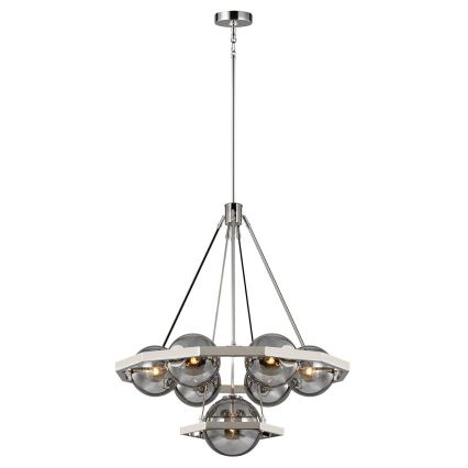 Quintiesse - HARPER Rod Chandelier 7xE14/60W/230V, Ø 81.3 cm, Polished Chrome / Smoked Glass