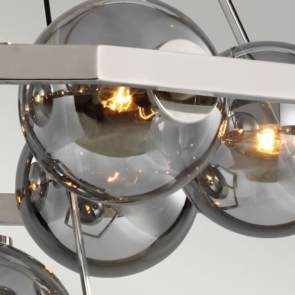 Quintiesse - HARPER Rod Chandelier 7xE14/60W/230V, Ø 81.3 cm, Polished Chrome / Smoked Glass