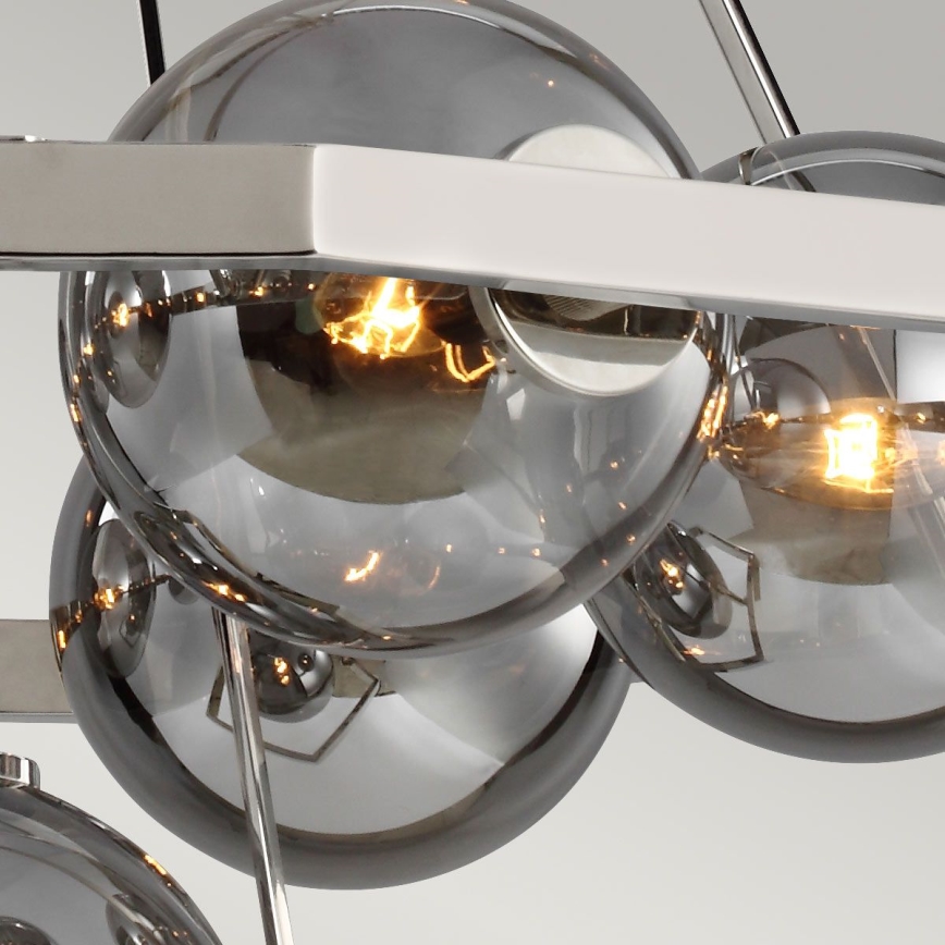 Quintiesse - HARPER Rod Chandelier 7xE14/60W/230V, Ø 81.3 cm, Polished Chrome / Smoked Glass