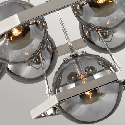 Quintiesse - HARPER Rod Chandelier 7xE14/60W/230V, Ø 81.3 cm, Polished Chrome / Smoked Glass