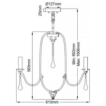 Quintiesse - KARLEE Rod Chandelier 5xE14/60W/230V Ø 61 cm, Matte Chrome