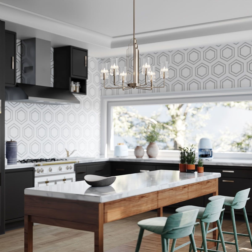 Quintiesse - KIMROSE rod chandelier 6xE14/40W/230V Ø 68.6 cm polished chrome