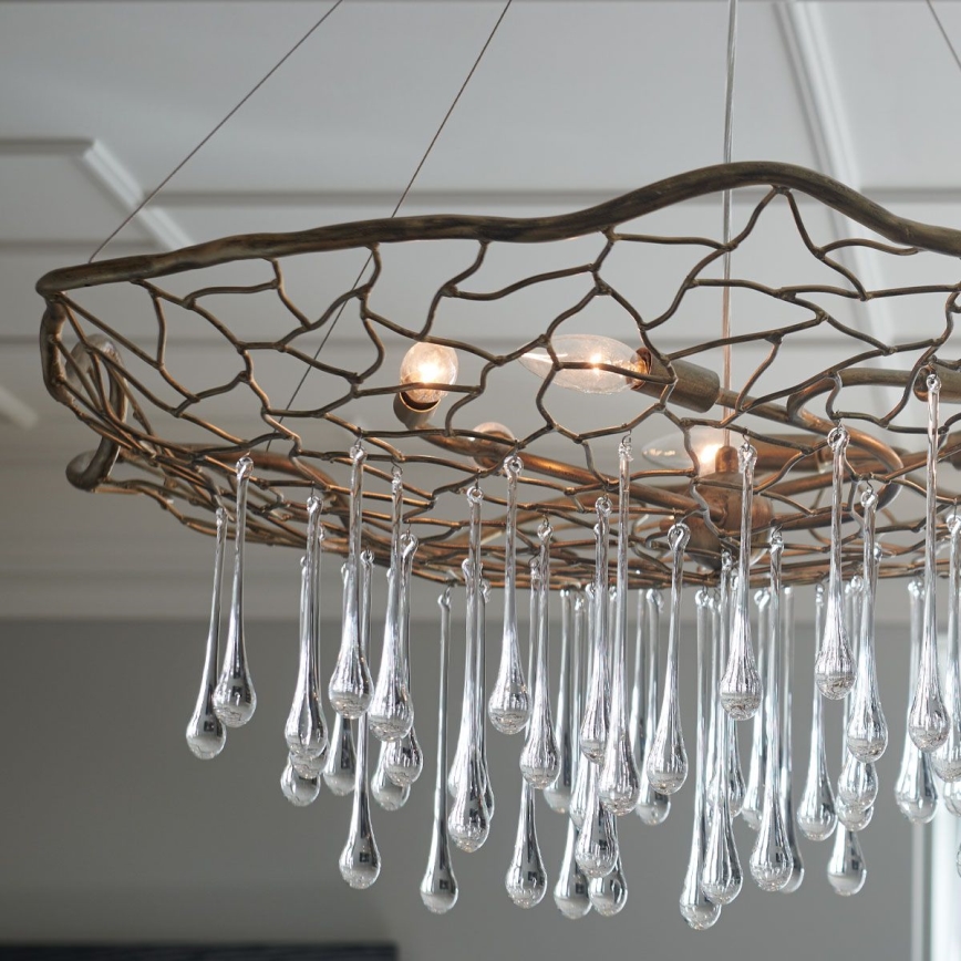 Quintiesse - LAGUNA cable-suspended chandelier 6xE14/40W/230V Ø 91.4 cm gold