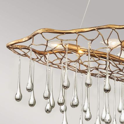 Quintiesse - Cable-suspended chandelier LAGUNA 8xE14/40W/230V Ø 106.7 cm Gold