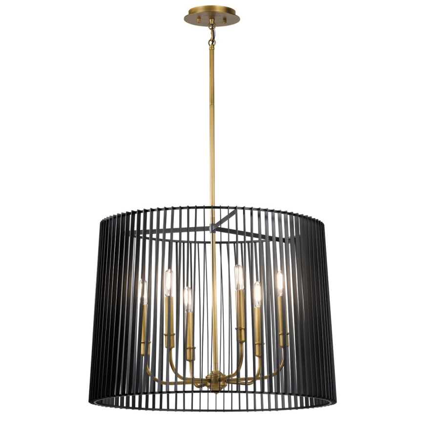 Quintiesse - LINARA Rod Chandelier 6xE14/60W/230V Ø 66 cm black/gold