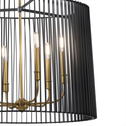 Quintiesse - LINARA Rod Chandelier 6xE14/60W/230V Ø 66 cm black/gold