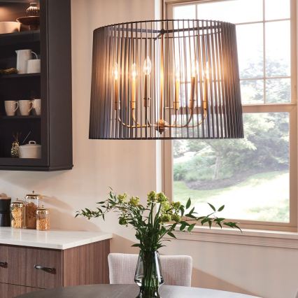 Quintiesse - LINARA Rod Chandelier 6xE14/60W/230V Ø 66 cm black/gold