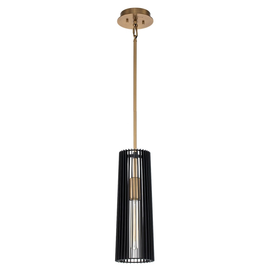 Quintiesse - LINARA Rod Pendant 1xE27/60W/230V Ø 15.2 cm Black/Gold