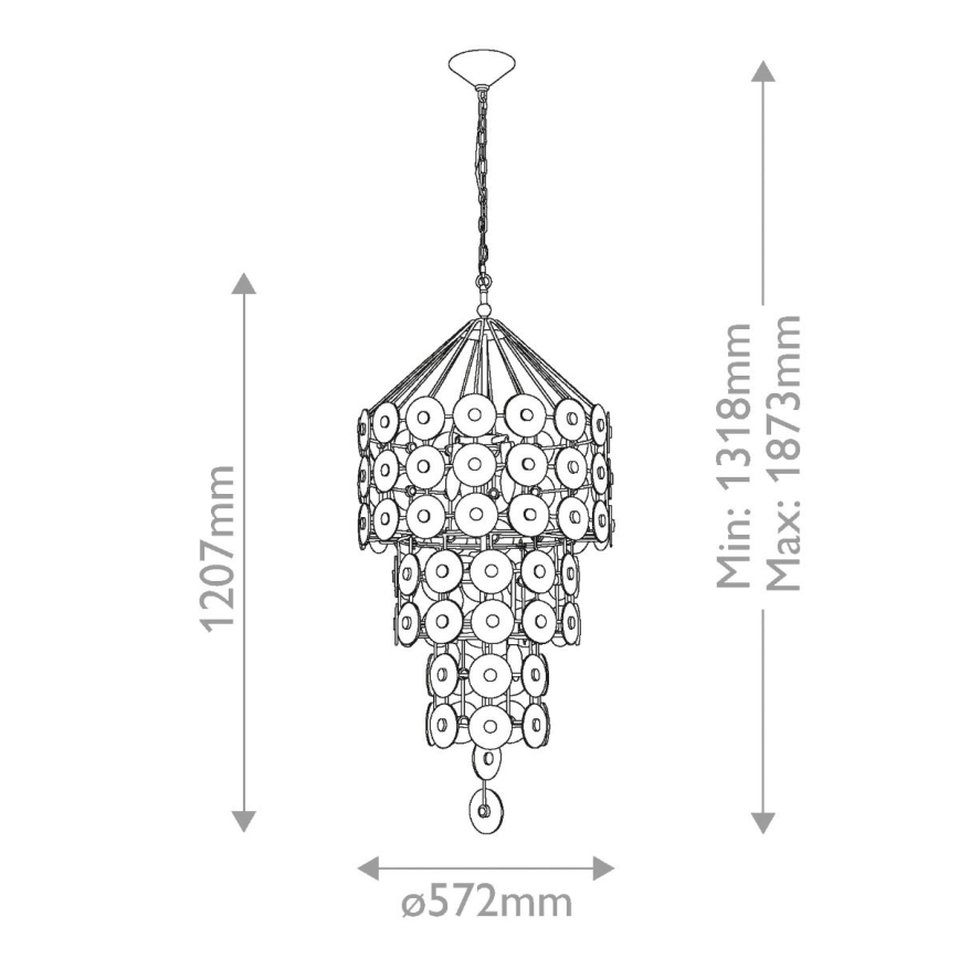 Quintiesse - MERIDIAN Chain-Hung Chandelier 9xE14/40W/230V pr. 57,2 cm Gold