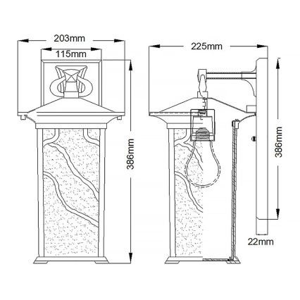Quintiesse - Outdoor wall lamp MORRIS L 1xE27/60W/230V IP44 bronze finish