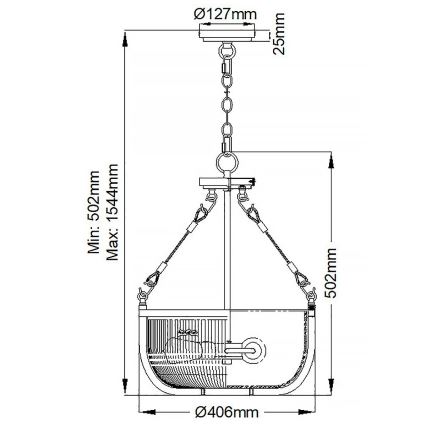 Quintiesse - Chain-hung Chandelier ROUX 3xE27/60W/230V Ø 40.6 cm, Gold