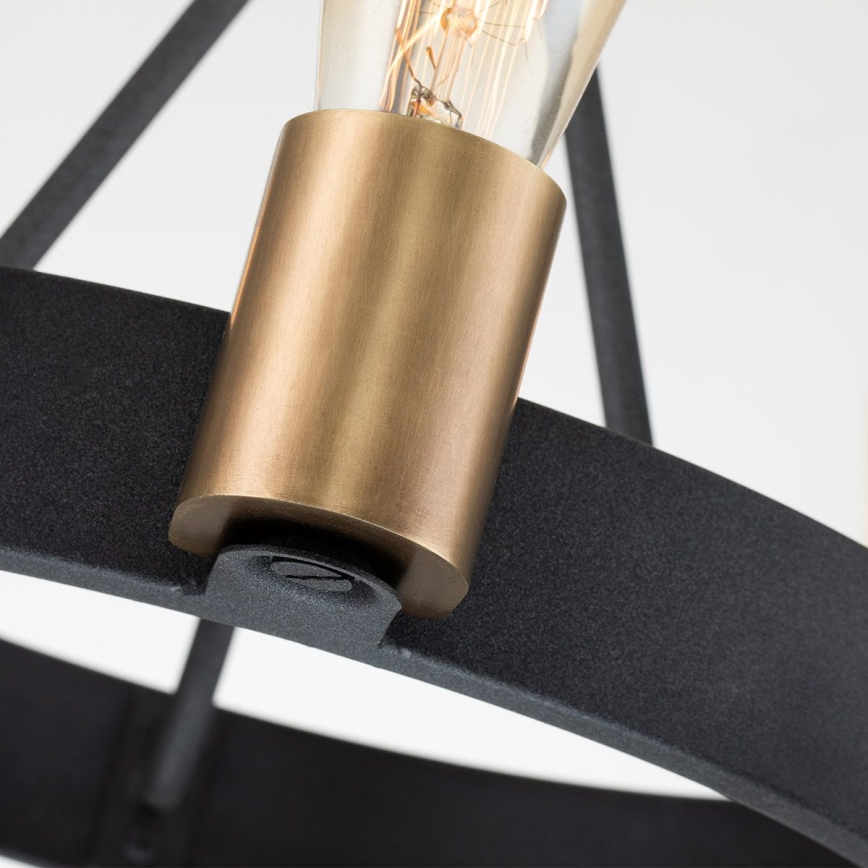 Quintiesse - SILAS rod pendant light 3× E27, max. 60 W each, 230 V, Ø 42.2 cm, black/gold