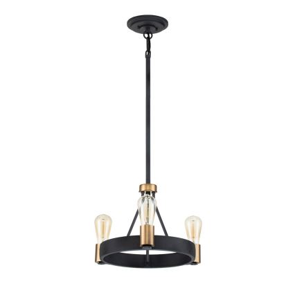 Quintiesse - SILAS rod pendant light 3× E27, max. 60 W each, 230 V, Ø 42.2 cm, black/gold