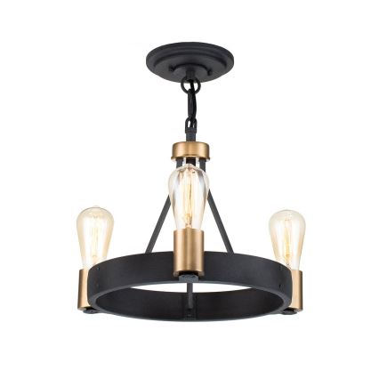 Quintiesse - SILAS rod pendant light 3× E27, max. 60 W each, 230 V, Ø 42.2 cm, black/gold